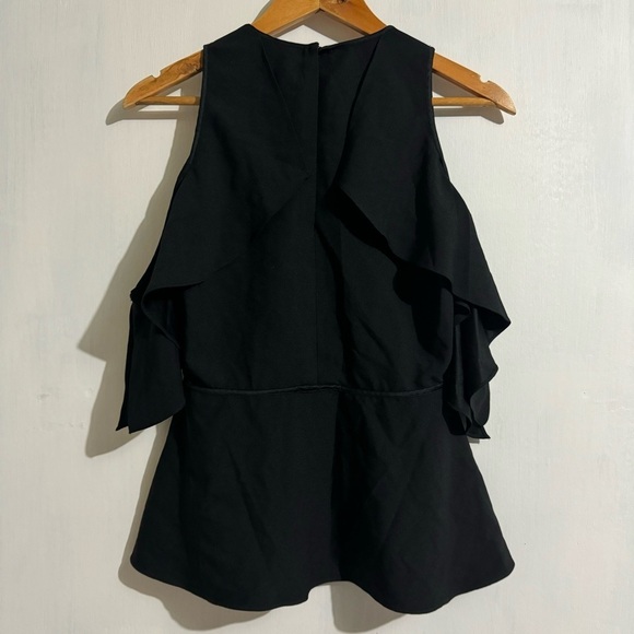 Laundry by Shelli Segal Black Cold Shoulder Keyhole Peplum Top - Picture 4 of 9